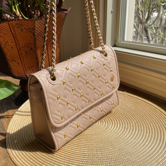 Tory Burch Leather Fleming Convertible Small ShoulderBag With Studs Pink Blush - Picture 5 of 14